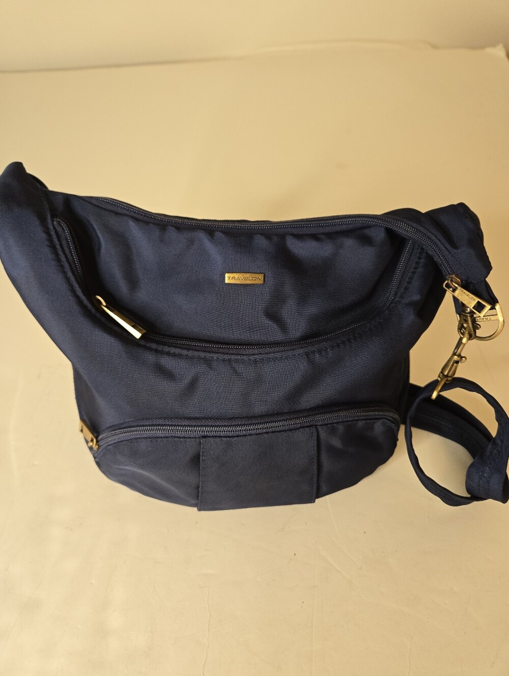 Travelon Anti-Theft Crossbody Hobo Bag Navy Blue Handbag Purse
